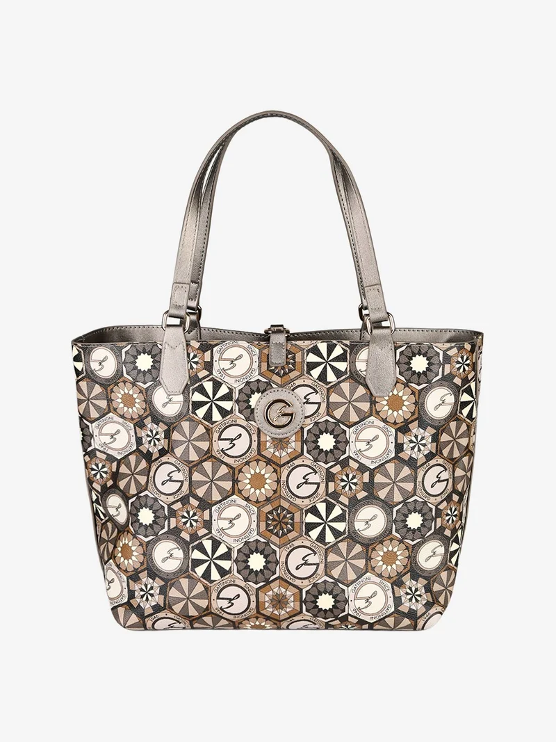 Borsa tote donna reversibile con pochette - bronzo