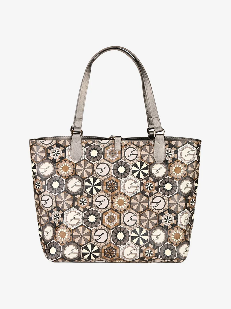 Borsa tote donna reversibile con pochette - bronzo