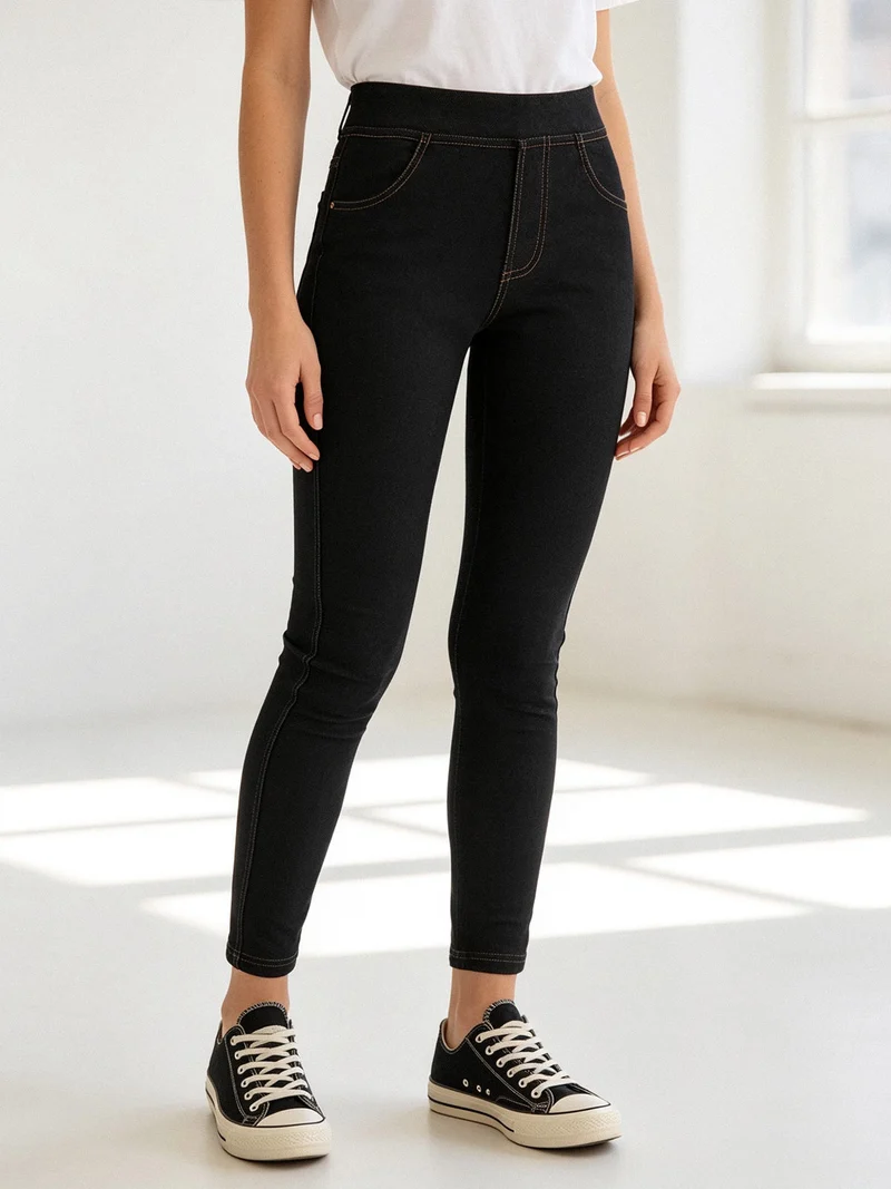 Jeggings donna con interno felpato - nero