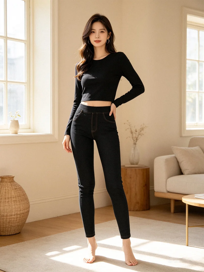 Jeggings donna con interno felpato - nero