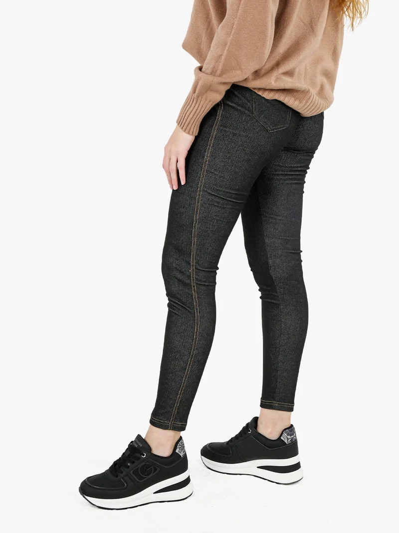 Jeggings donna con interno felpato - nero