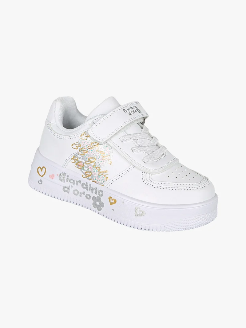 Sneakers da bambina con cinturino a strappo - bianco
