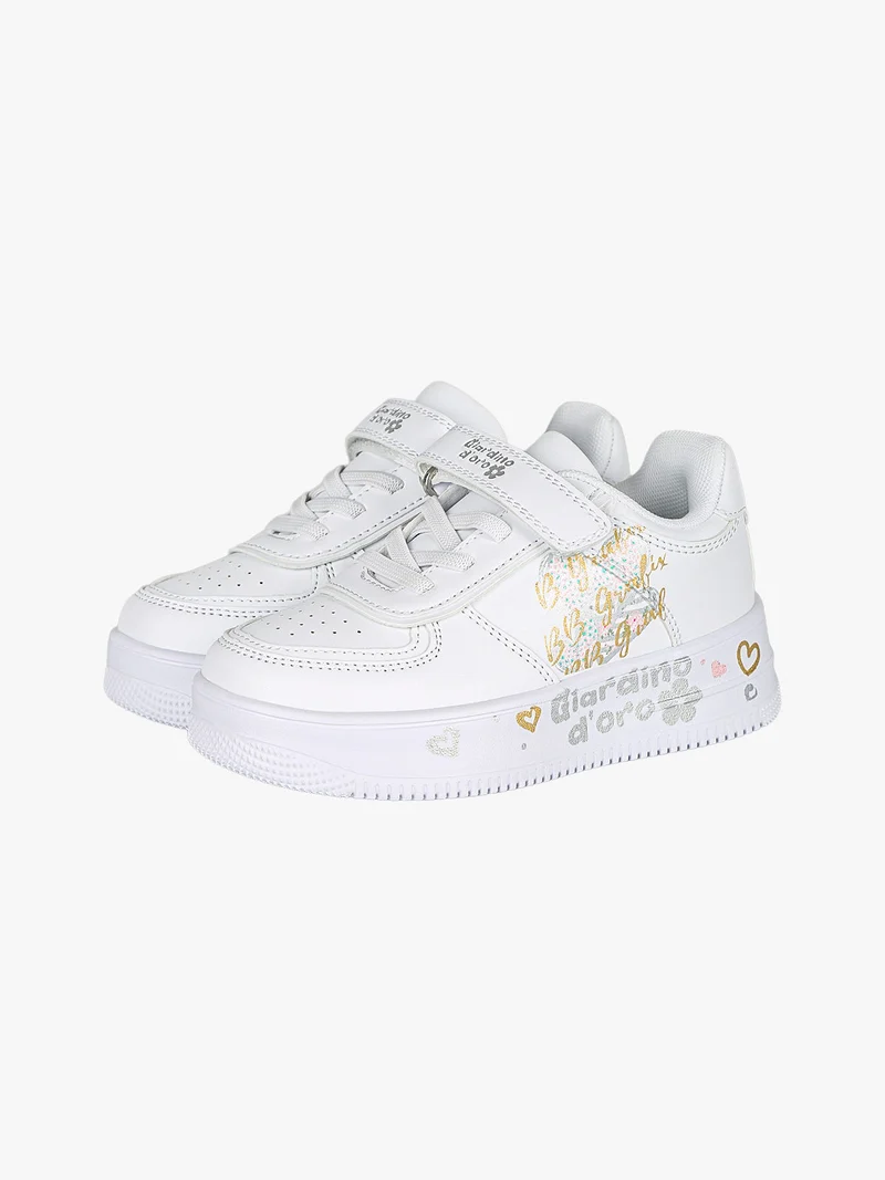 Sneakers da bambina con cinturino a strappo - bianco