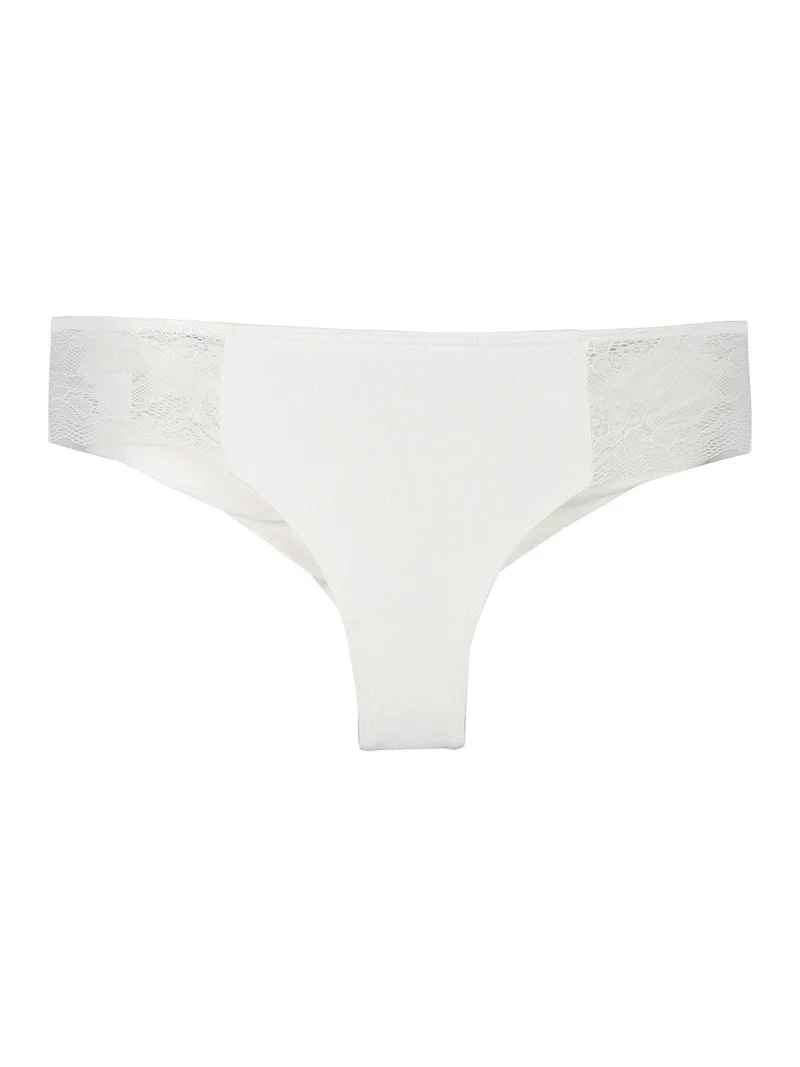 Brasiliana donna misto cotone con pizzo - panna