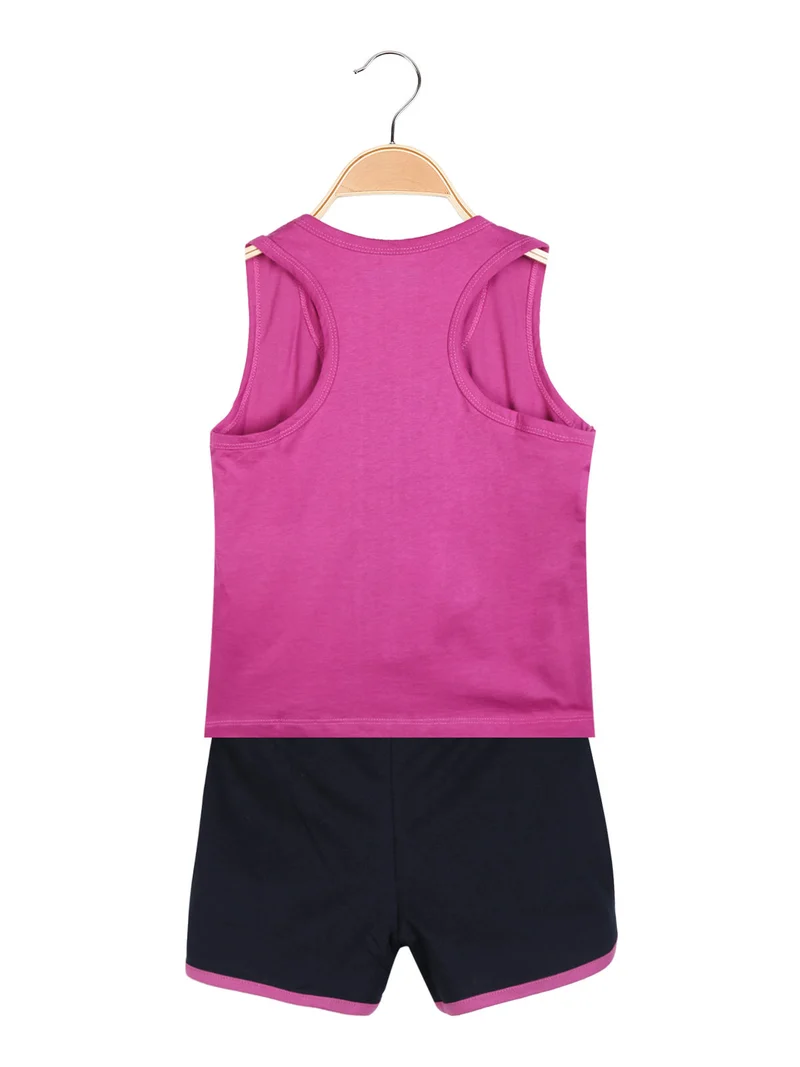 Completo corto sportivo 2 pezzi da bambina - fucsia