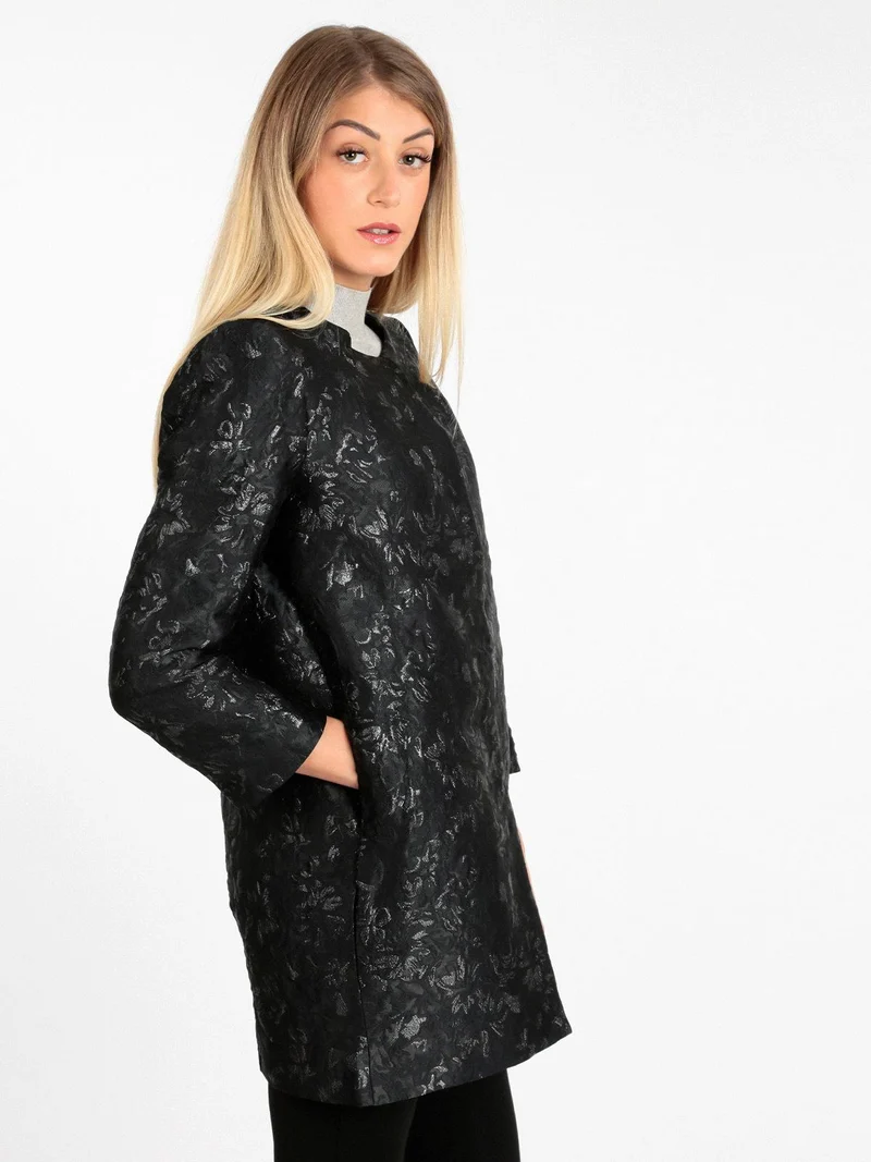 Cappotto donna con manica a 3/4 - nero