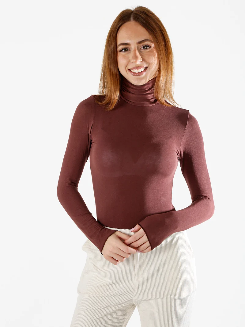 P0714M Dolcevita donna in cashmere a manica lunga - moro