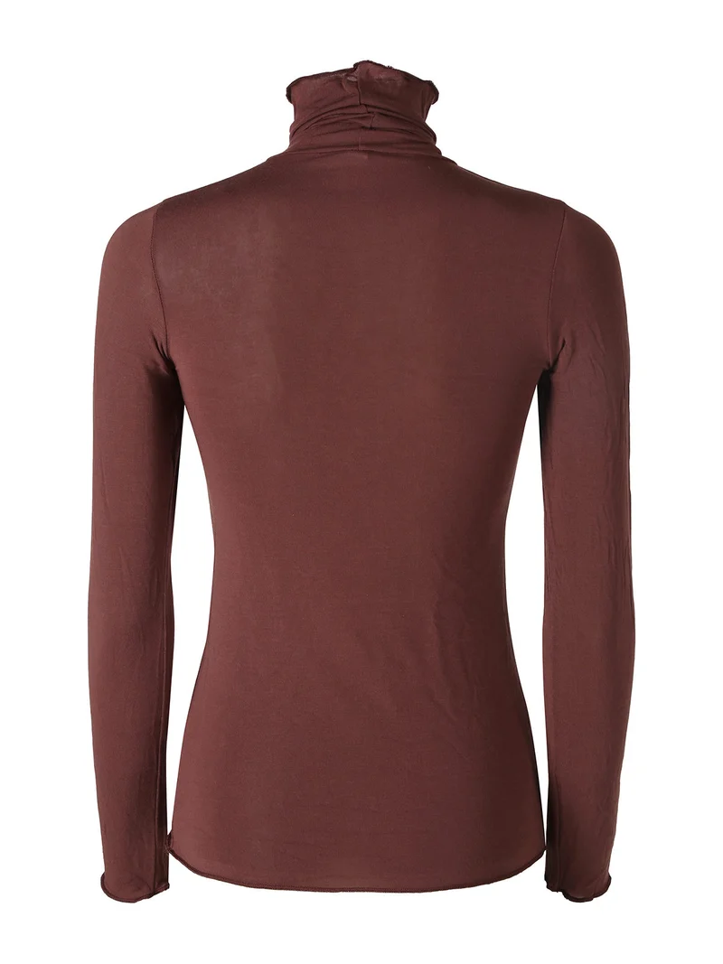 P0714M Dolcevita donna in cashmere a manica lunga - moro