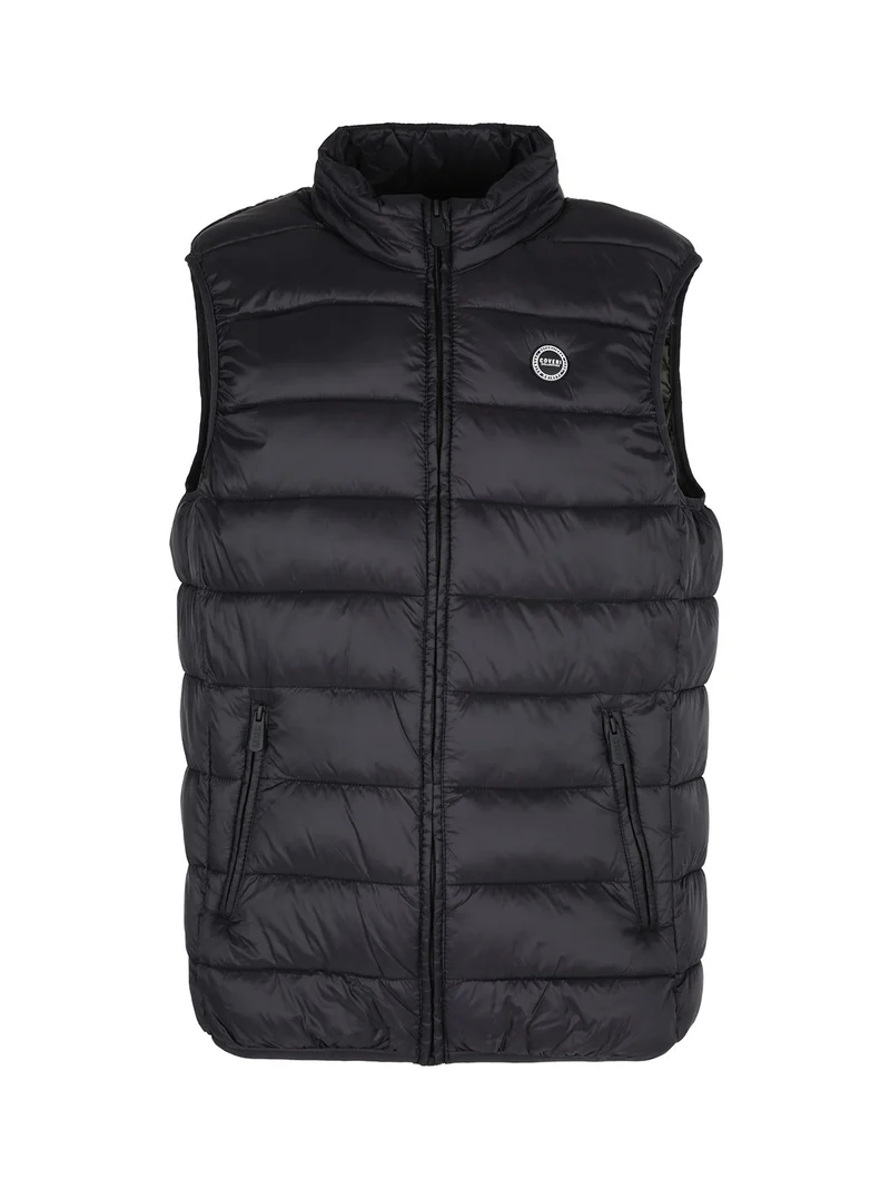 Gilet imbottito da uomo con zip - blu scuro
