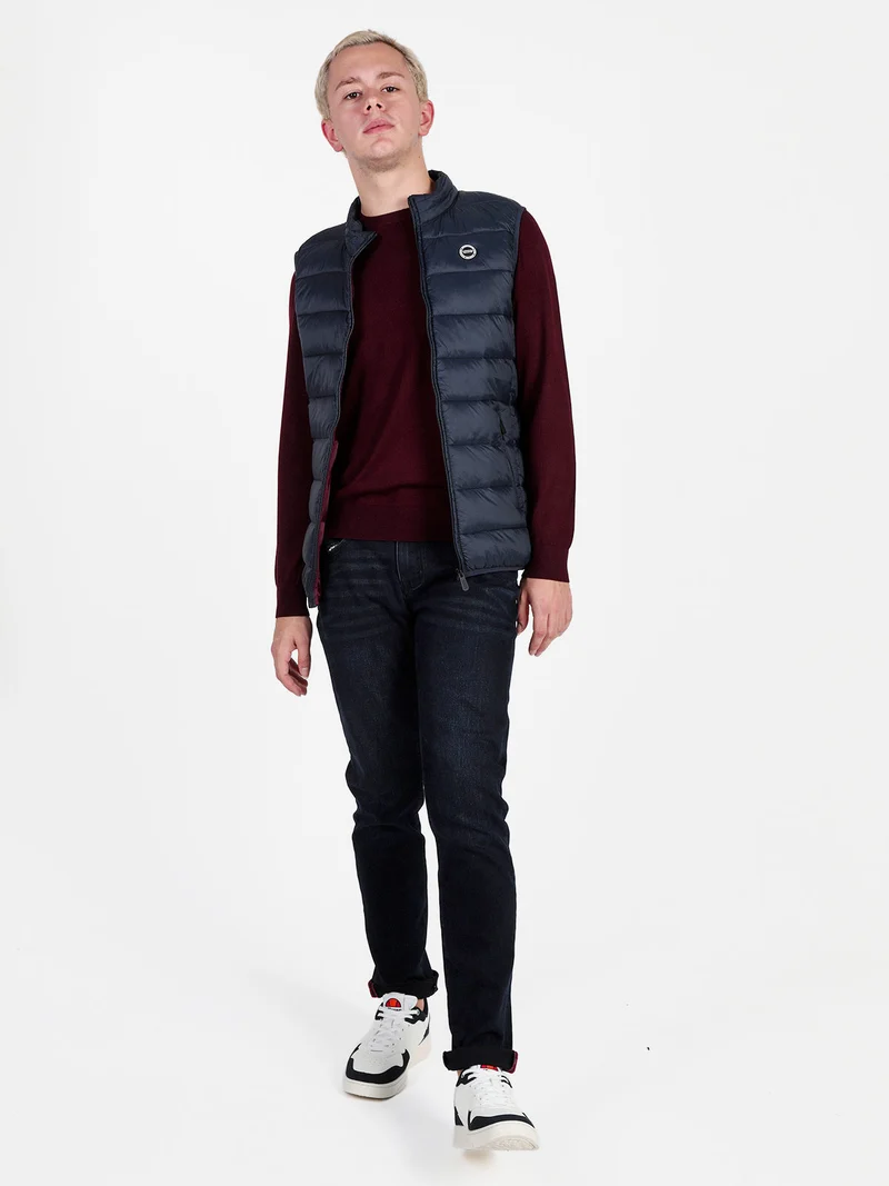 Gilet imbottito da uomo con zip - blu scuro