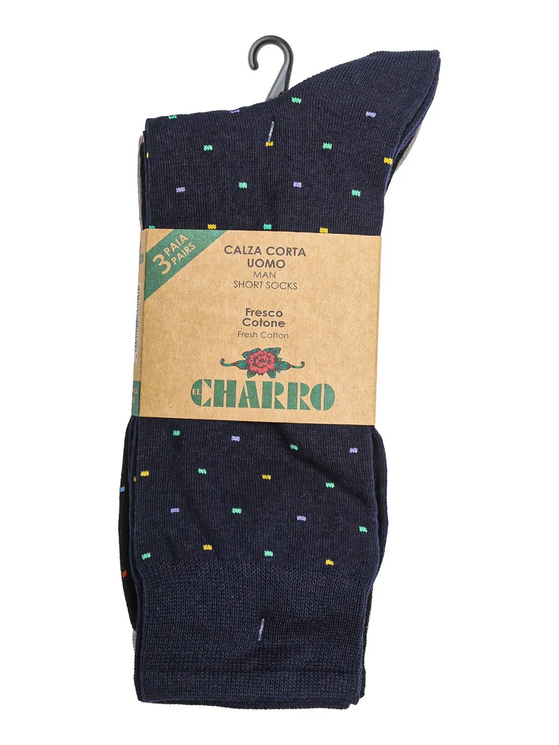 Confezione da 3 paia di calze corte da uomo in fresco cotone - grigio chiaro