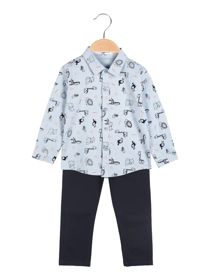 Completo da neonato 2 pezzi con camicia - azzurro