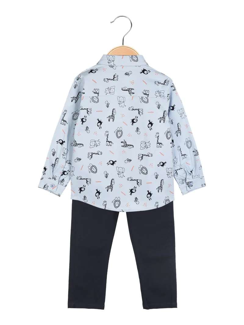 Completo da neonato 2 pezzi con camicia - azzurro