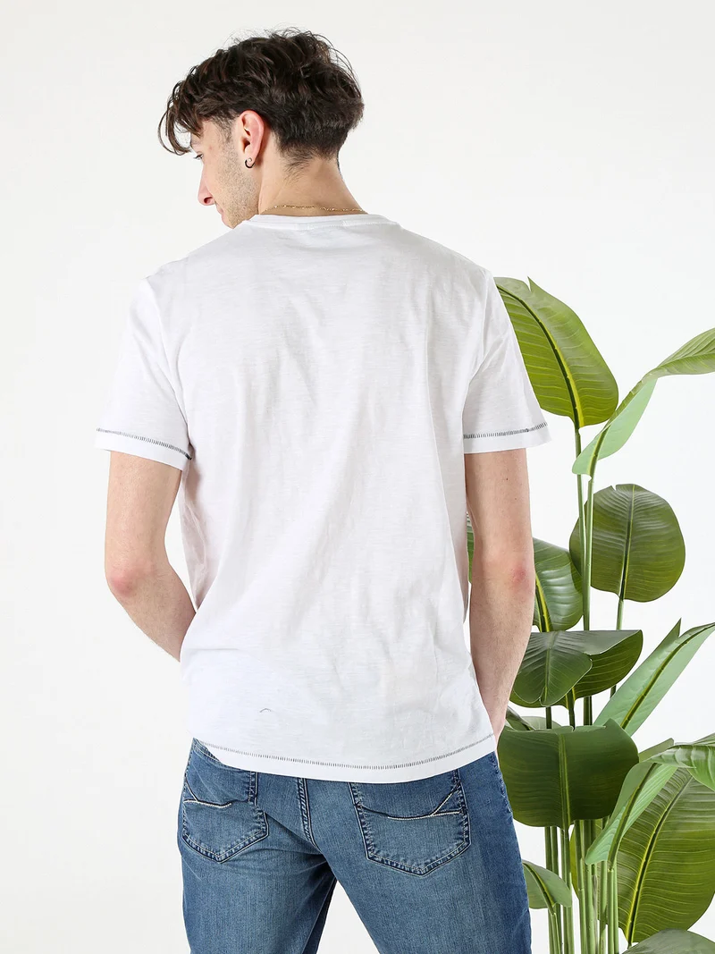 T-shirt da uomo in cotone - bianco