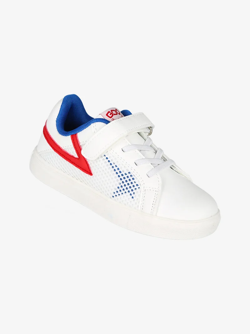 Sneakers da bambino basse con cinturino a strappo - bianco