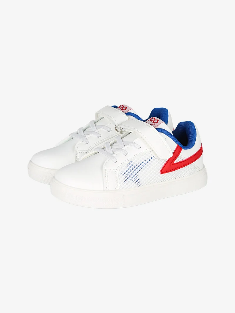 Sneakers da bambino basse con cinturino a strappo - bianco