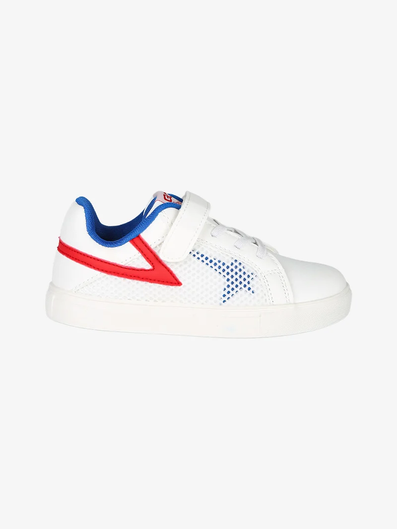 Sneakers da bambino basse con cinturino a strappo - bianco