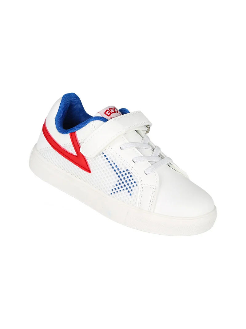 Sneakers da bambino basse con cinturino a strappo - bianco