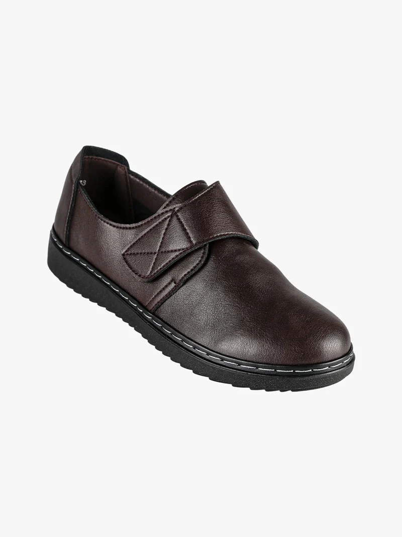Mocassini donna comfort con cinturino a strappo - moro