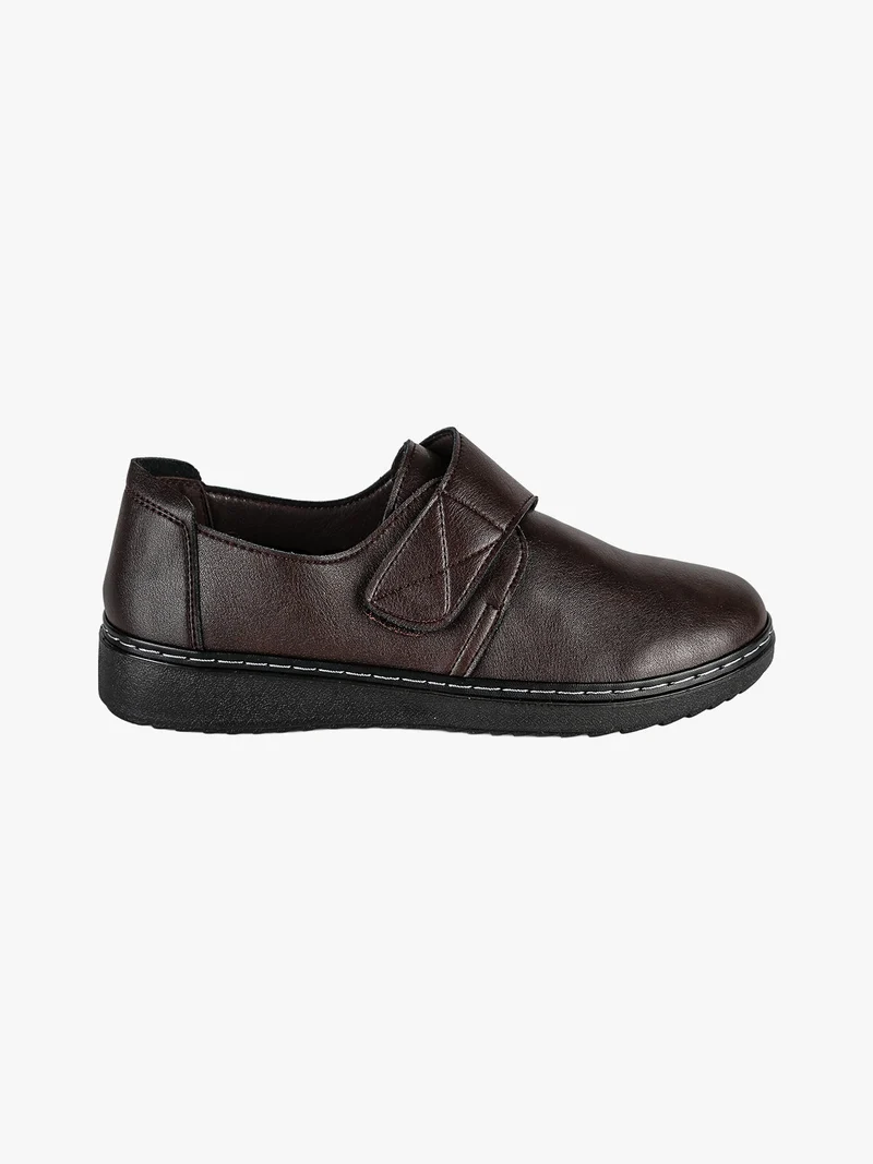 Mocassini donna comfort con cinturino a strappo - moro