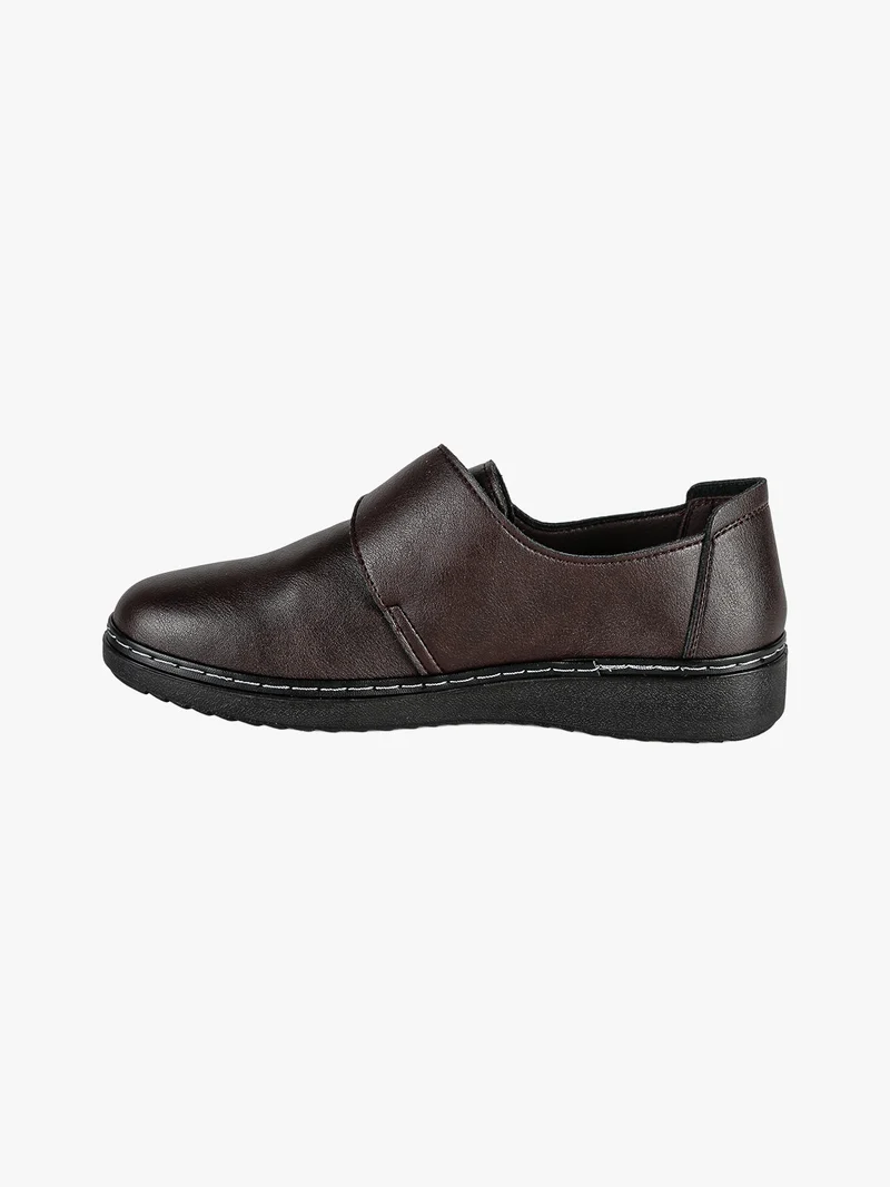 Mocassini donna comfort con cinturino a strappo - moro