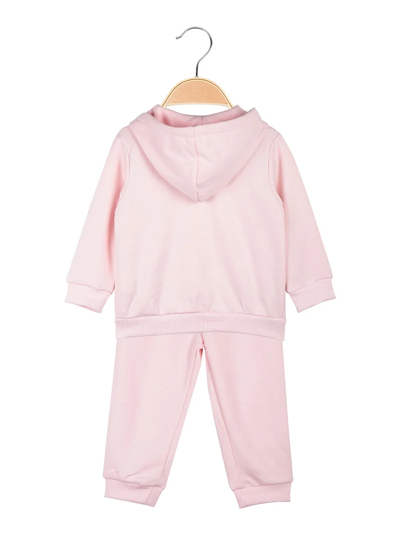 Completo da neonata 3 pezzi con cappuccio e zip - rosa