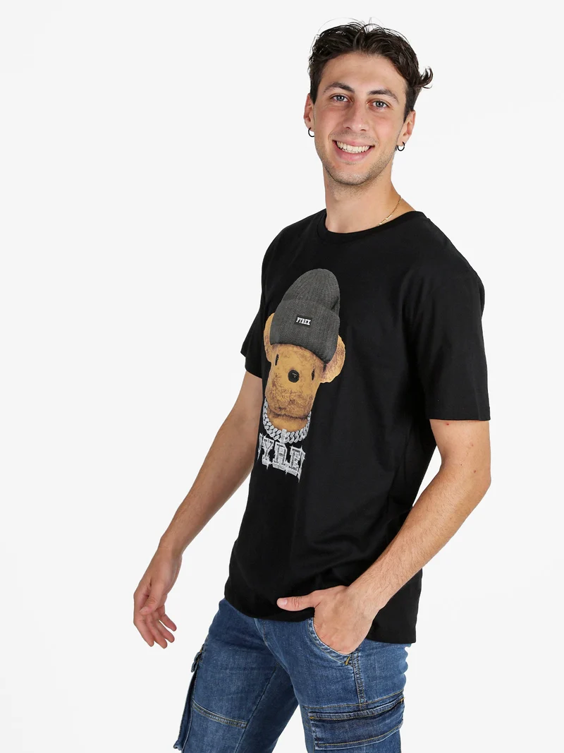 T-shirt da uomo in cotone - nero