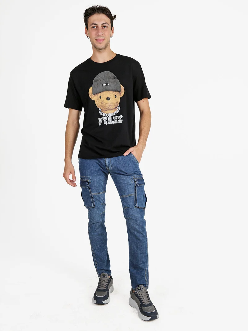 T-shirt da uomo in cotone - nero