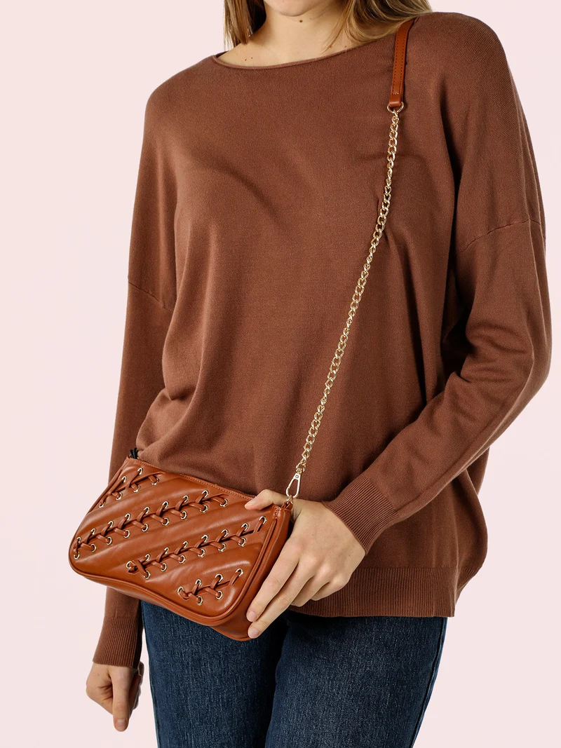 Borsa donna con intrecci - marrone