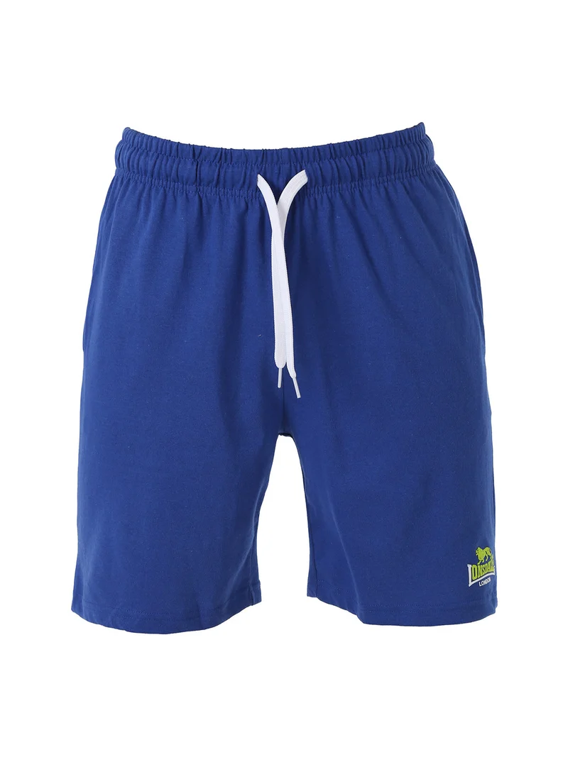 Bermuda sportivi da uomo in misto cotone con coulisse e logo - blu