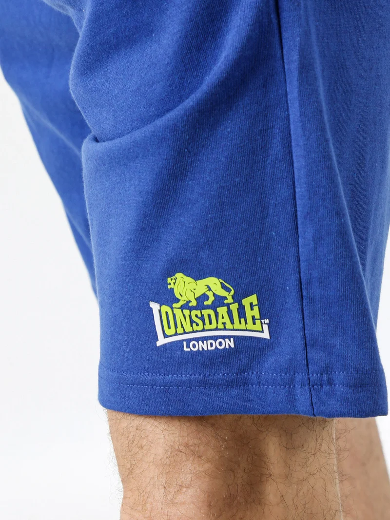 Bermuda sportivi da uomo in misto cotone con coulisse e logo - blu