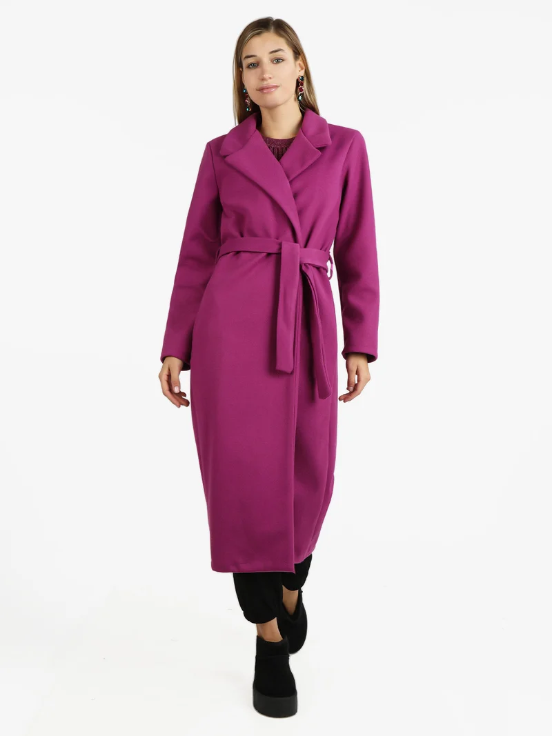 Cappotto classico donna con cintura - porpora