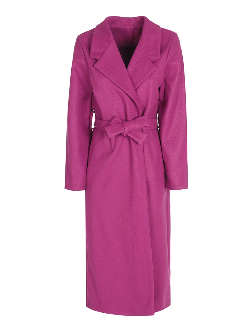 Cappotto classico donna con cintura - porpora