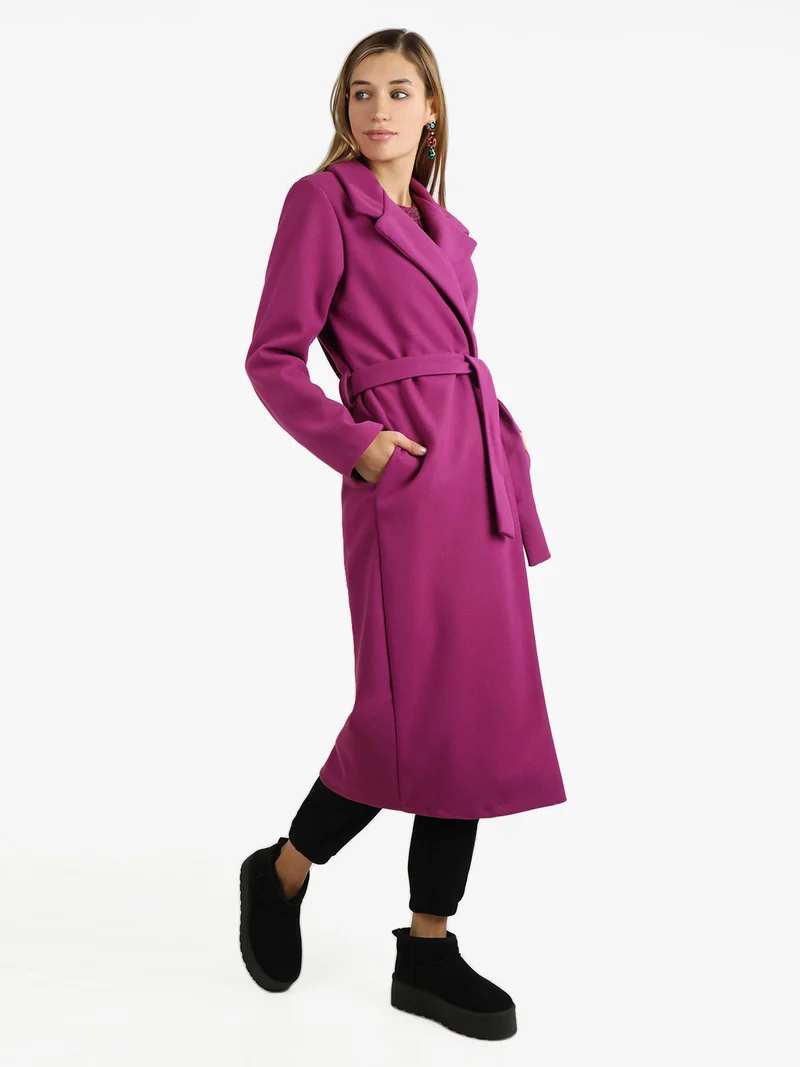 Cappotto classico donna con cintura - porpora