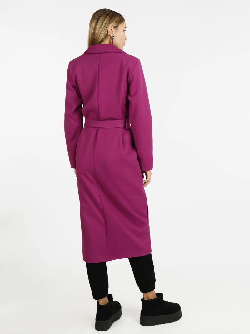 Cappotto classico donna con cintura - porpora