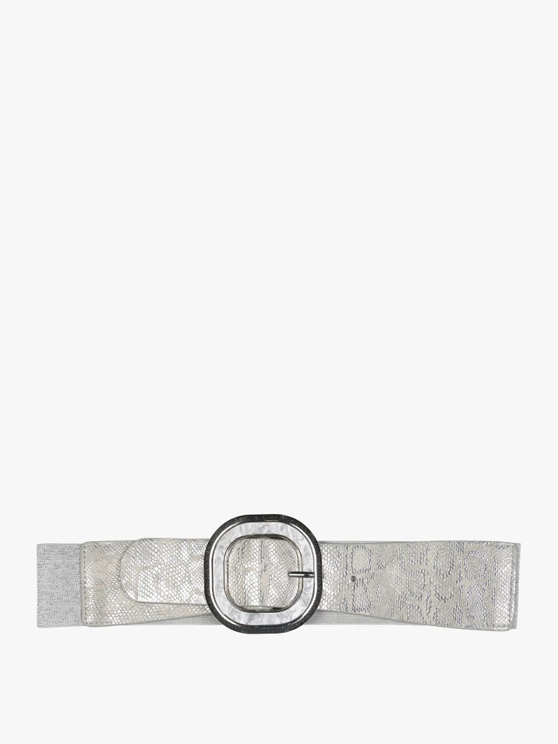 Cintura elastica da donna con fibbia - argento
