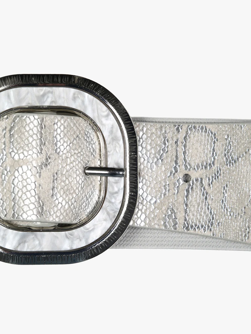 Cintura elastica da donna con fibbia - argento