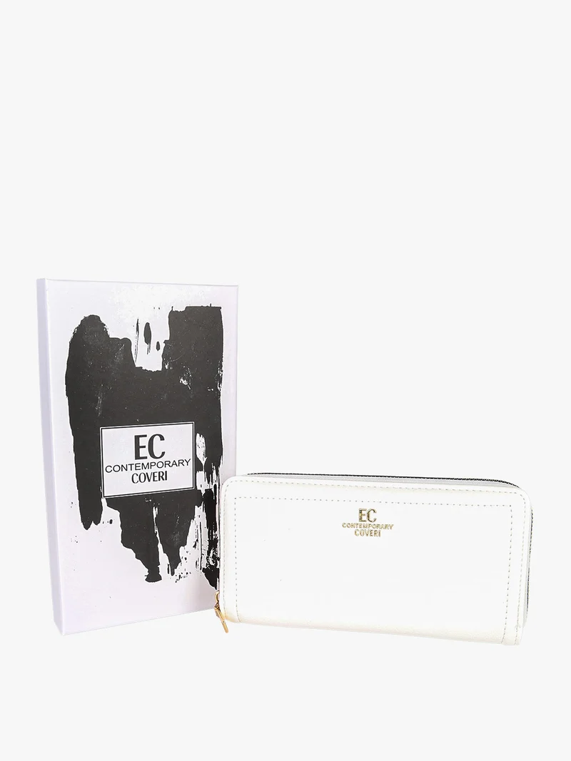 Portafoglio donna in ecopelle con zip - bianco