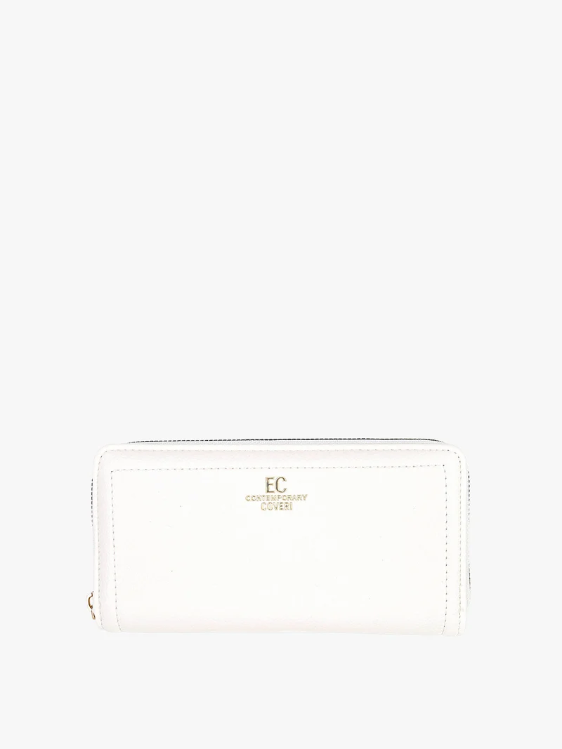 Portafoglio donna in ecopelle con zip - bianco