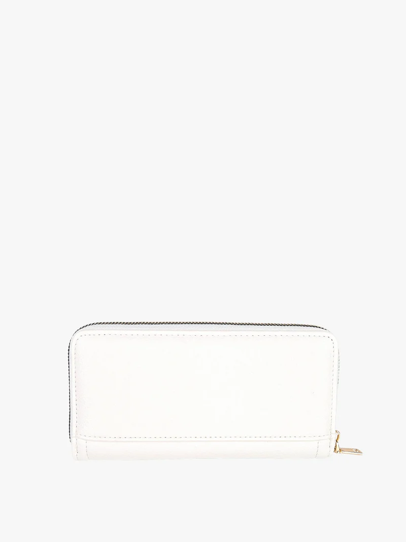 Portafoglio donna in ecopelle con zip - bianco