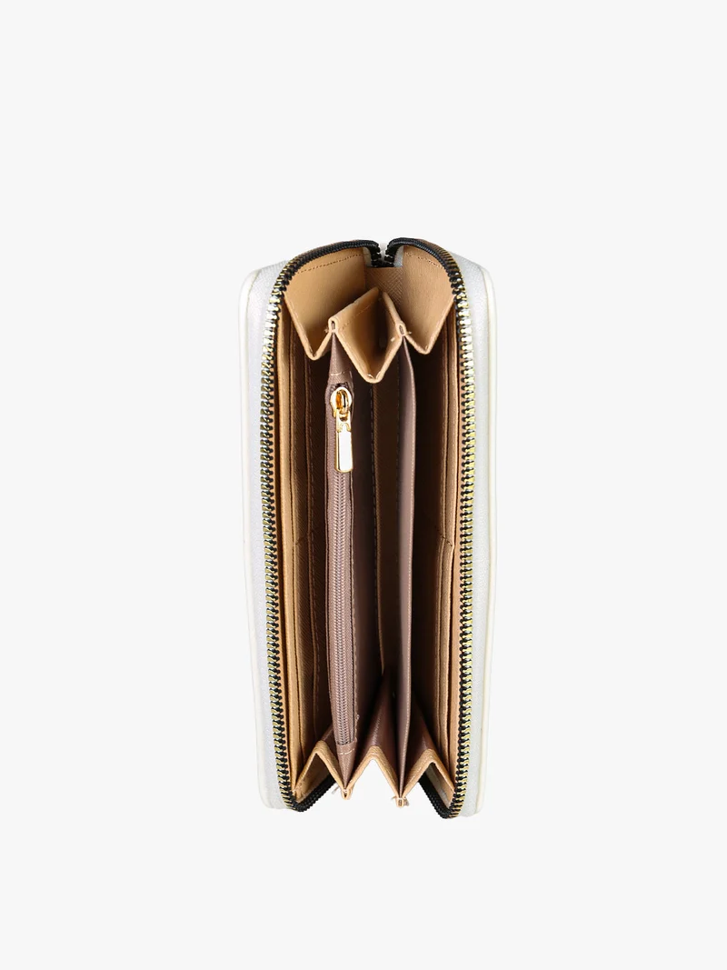 Portafoglio donna in ecopelle con zip - bianco