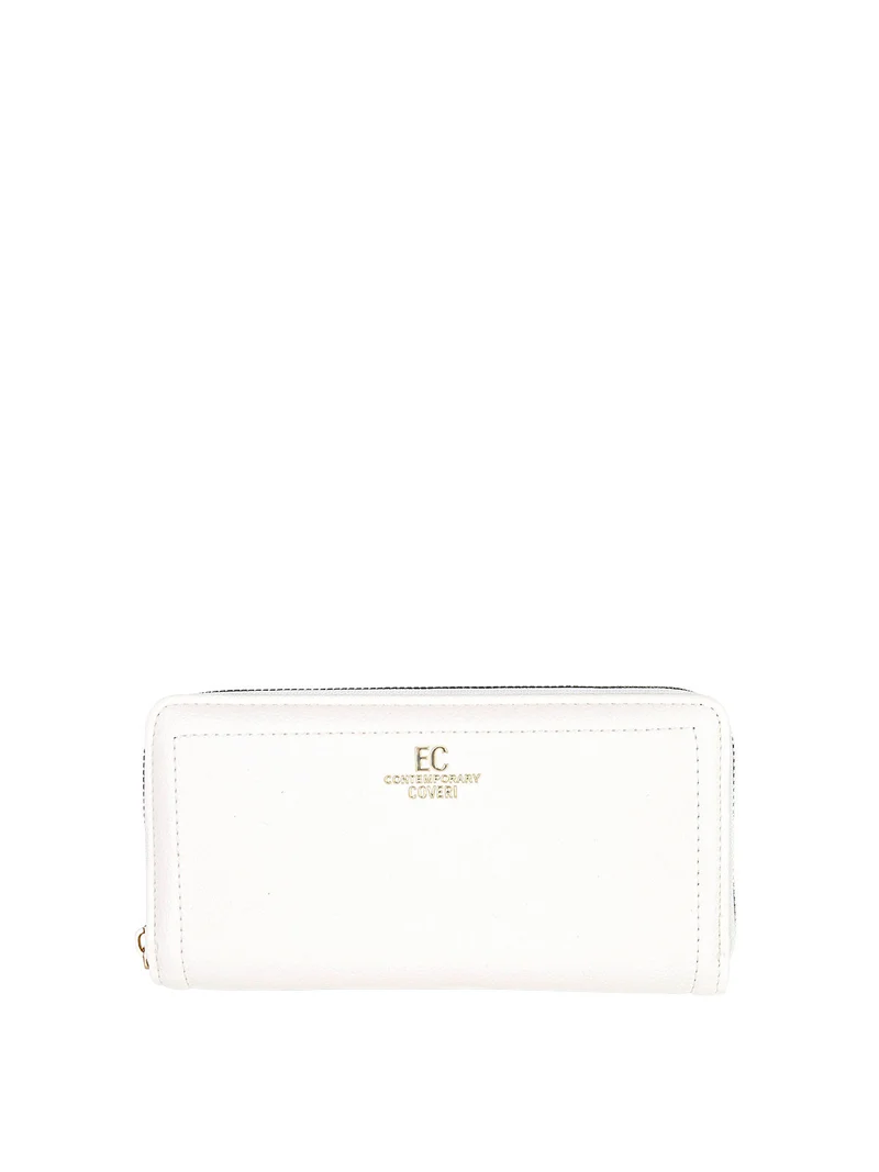 Portafoglio donna in ecopelle con zip - bianco