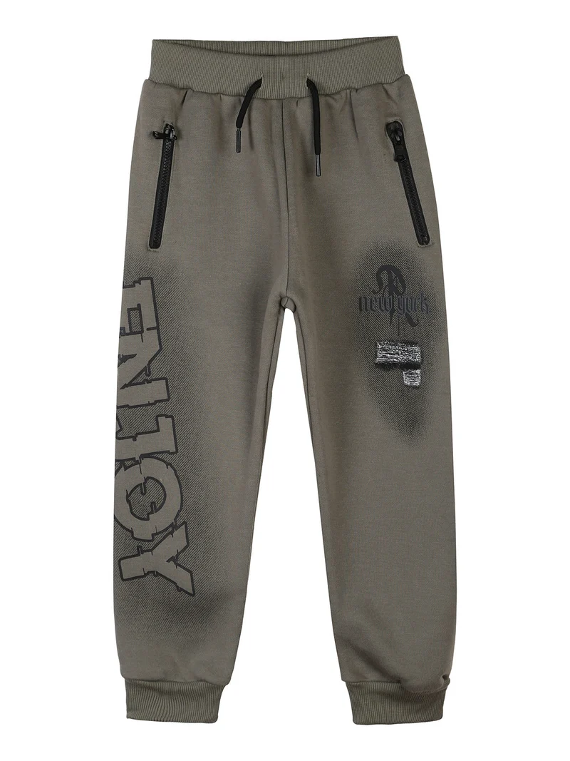 Pantaloni tuta da bambino con polsini e interno caldo - militare