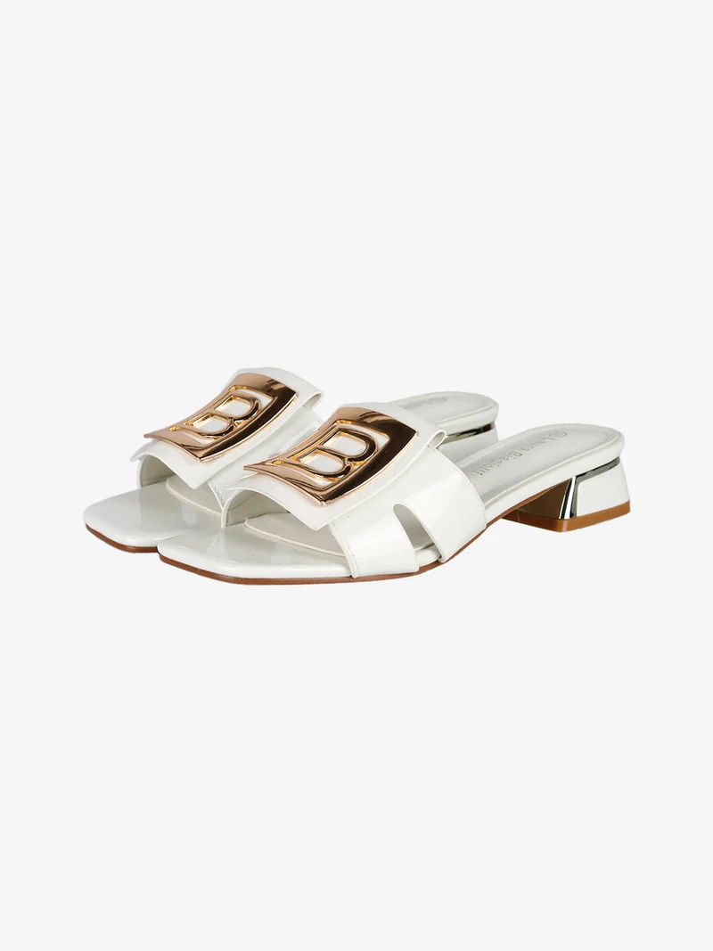 Ciabatte donna con tacco basso - bianco