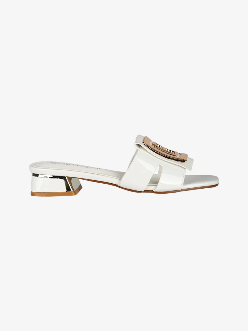 Ciabatte donna con tacco basso - bianco