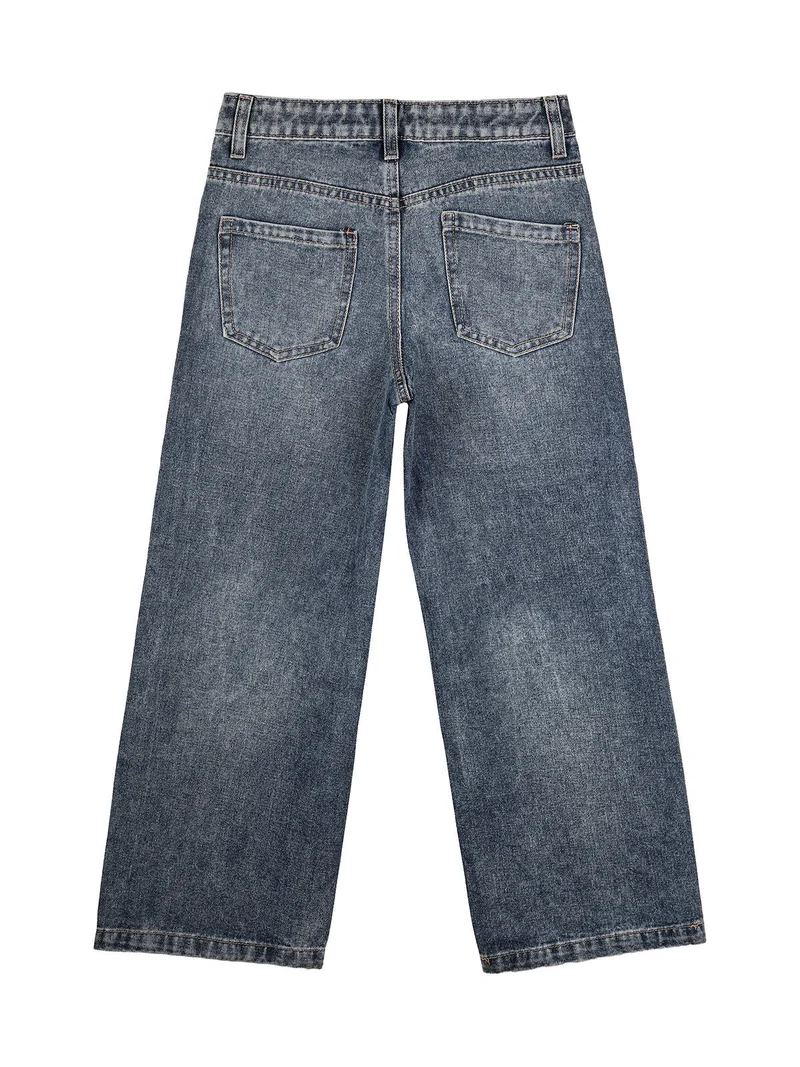 Jeans da ragazza a gamba larga con strass - jeans