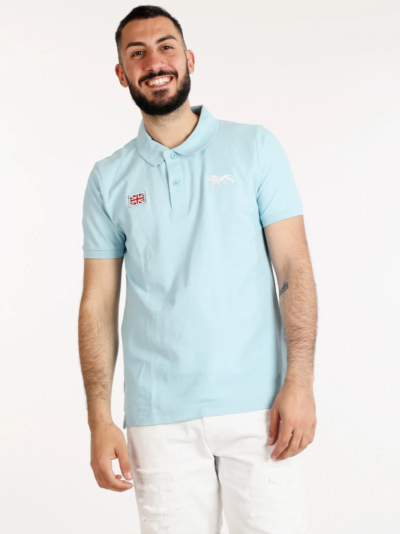 Polo in cotone da uomo manica corta - azzurro