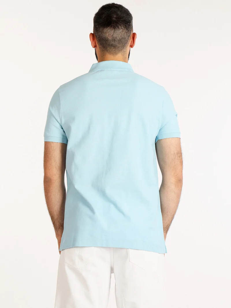 Polo in cotone da uomo manica corta - azzurro