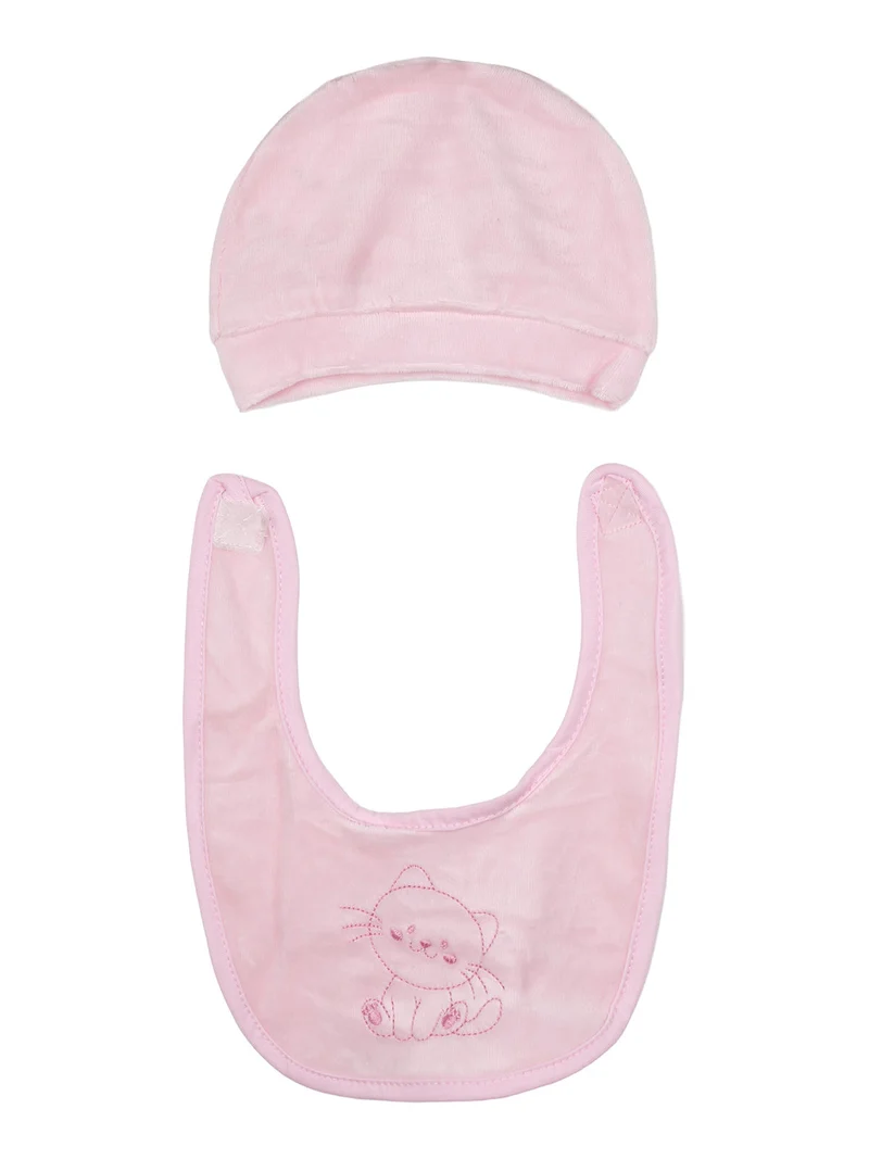 Completo lungo da neonata in ciniglia con accessori - rosa