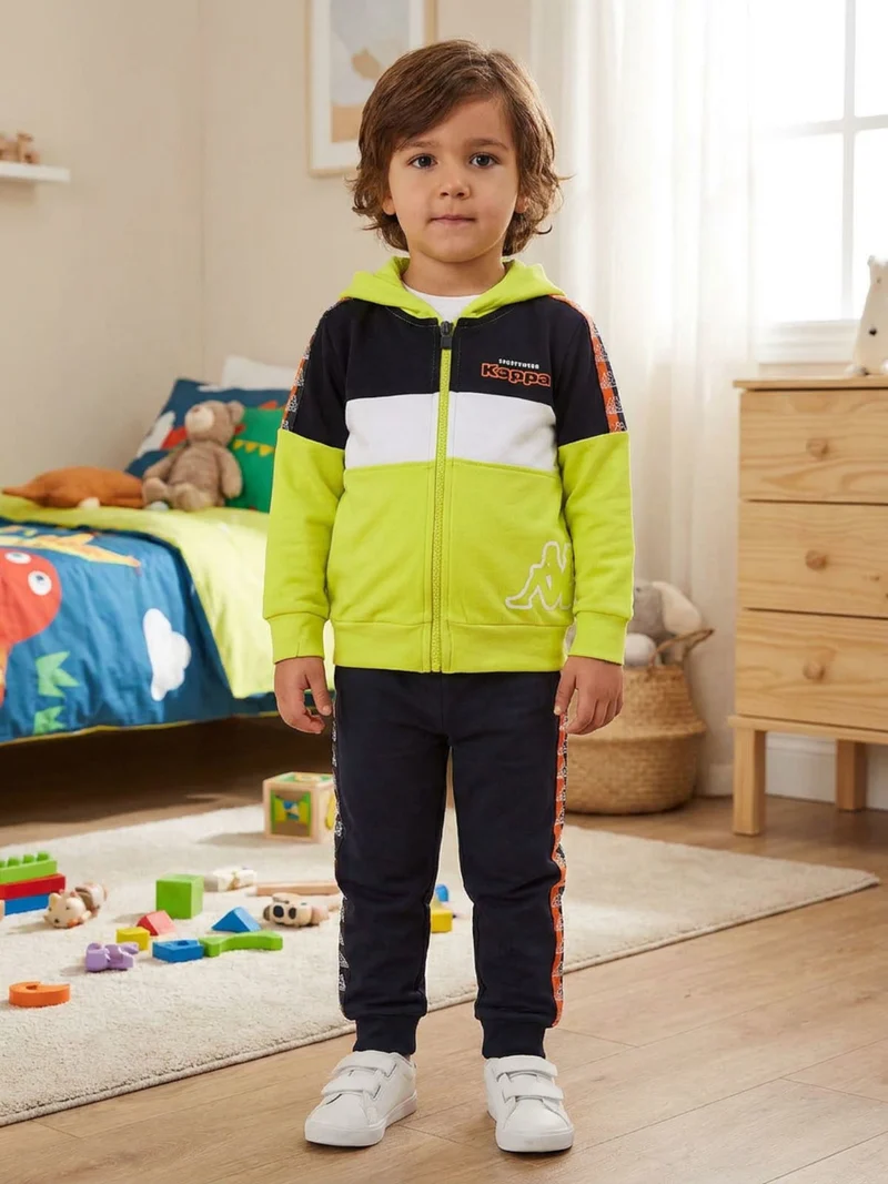 Completo tuta 2 pezzi da neonato in cotone con cappuccio e zip - mela